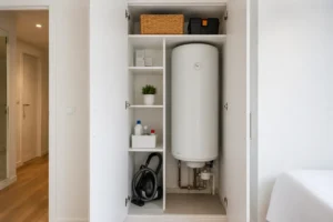 Placard technique intégrant un ballon d'eau chaude dans un appartement soumis à un mesurage loi Carrez.